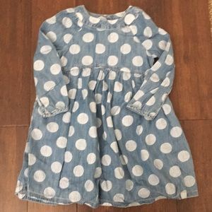 Girls Denim Polka Dot Long Sleeve Dress Size 5